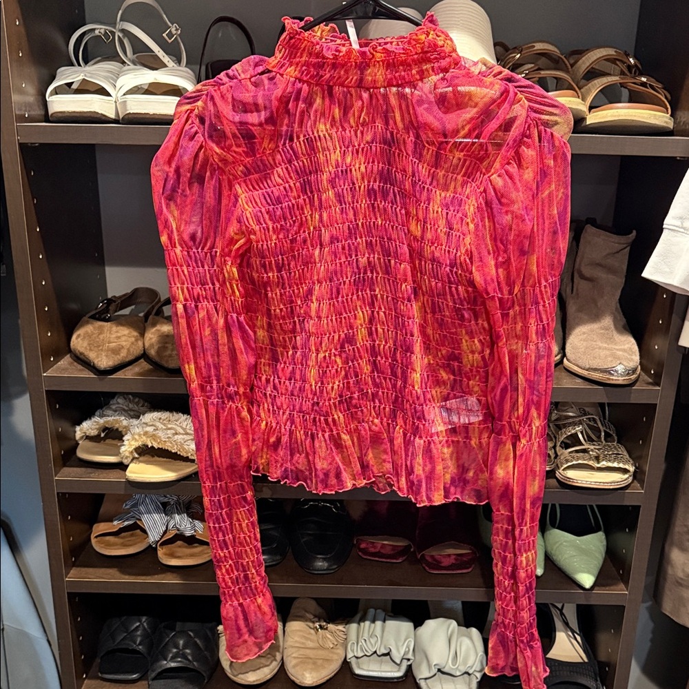 Free people Vibrant Pink Smocked Women's Top